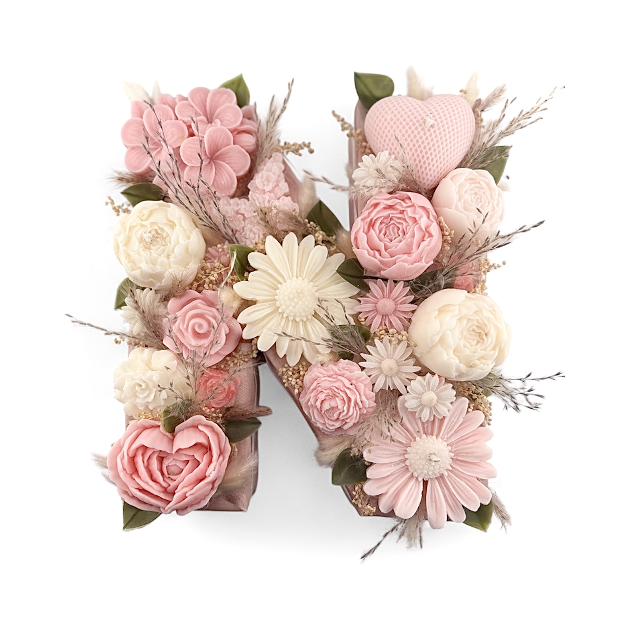 Lettre florale personnalisée - Grand format - Cire de soja