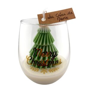 Bougie de Noël 2025 - Sapin sur son lit de neige - cire de soja -non parfumée