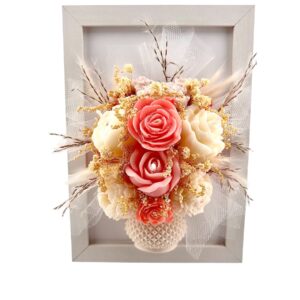 Cadre fleuri blanc- Création décorative en cire de soja - sans parfum