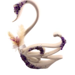 Lumière d'Améthyste - Cygne décoratif en jesmonite