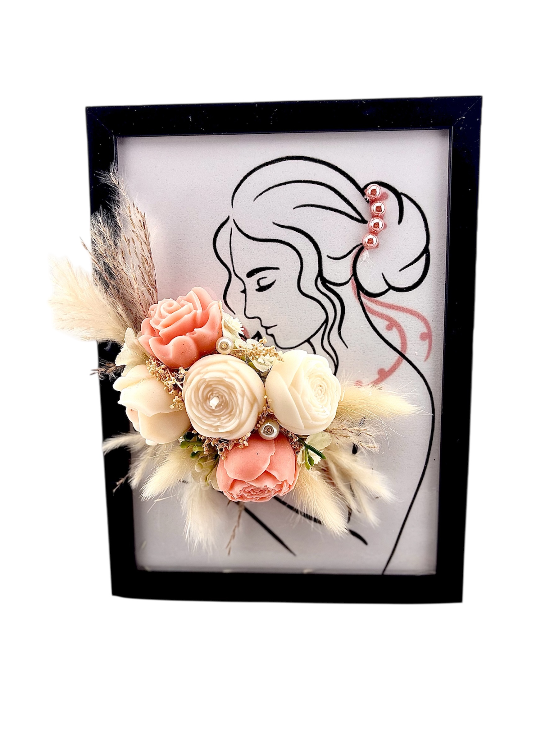 Cadre "Elégance féminine"- Fleurs en cire de soja - Non parfumé