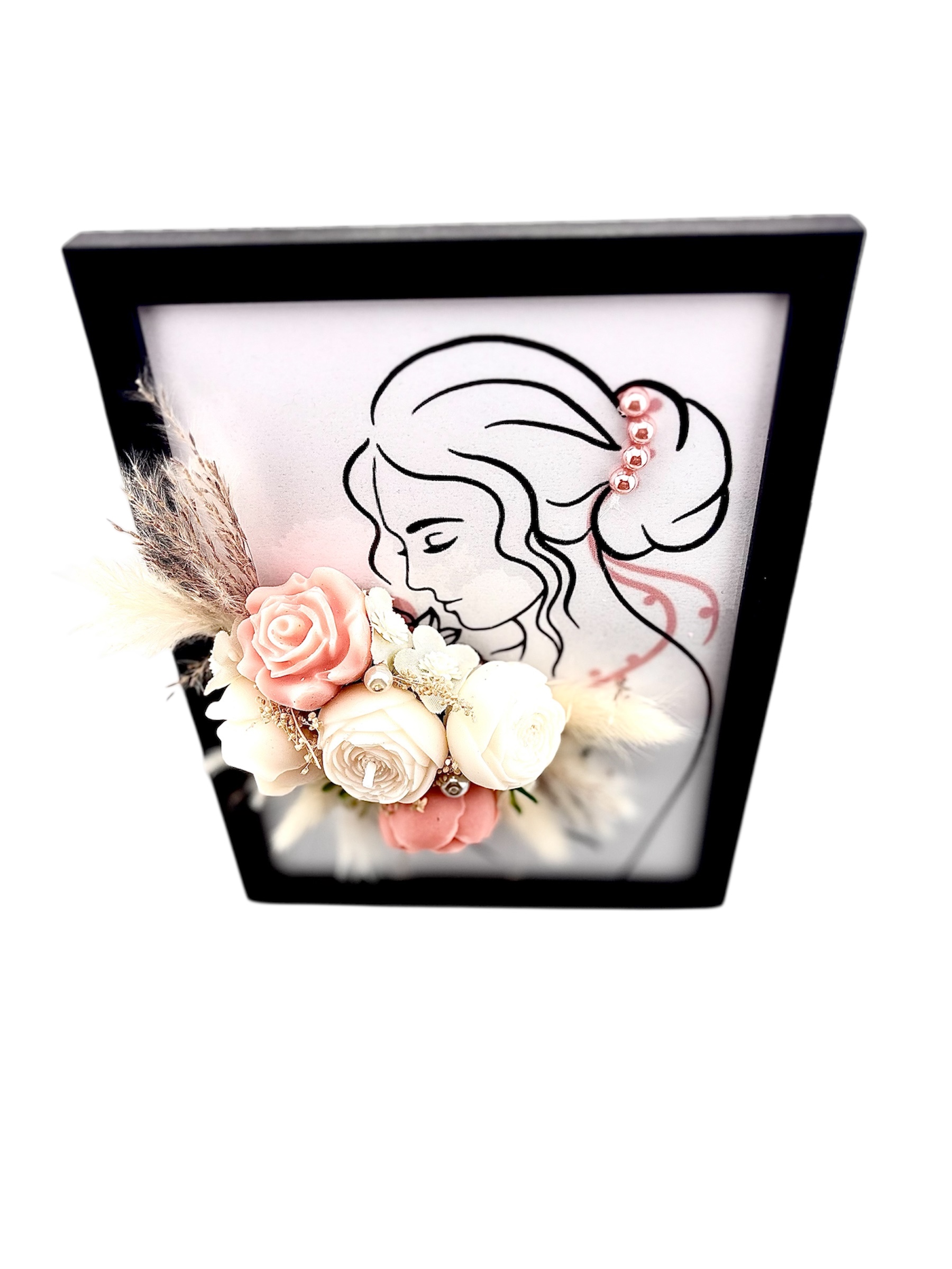 Cadre "Elégance féminine"- Fleurs en cire de soja - Non parfumé – Image 4