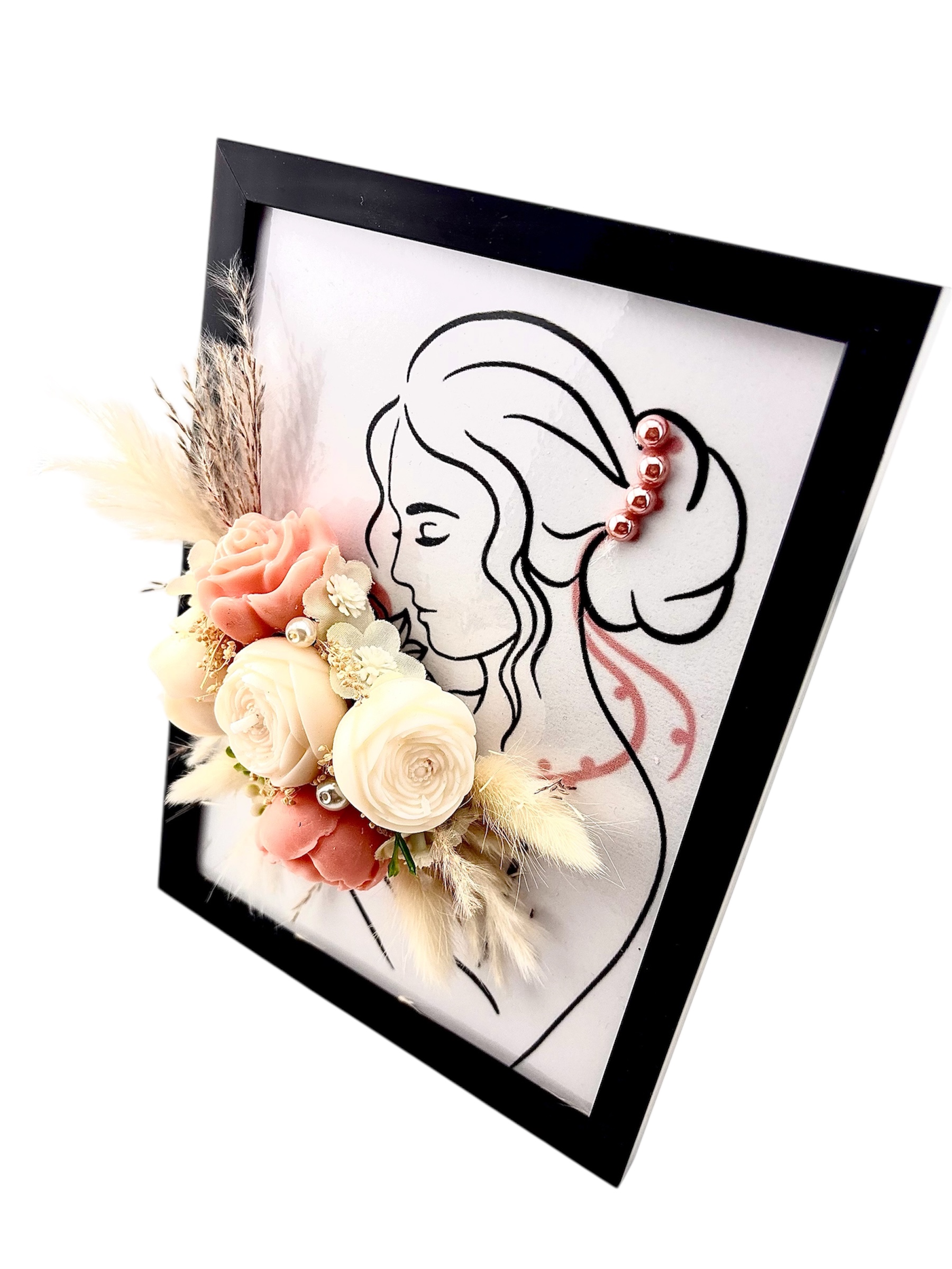 Cadre "Elégance féminine"- Fleurs en cire de soja - Non parfumé – Image 2