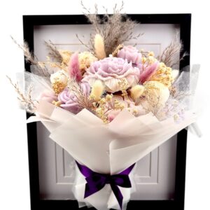 Cadre floral 3D - Bouque de fleur en cire de soja et fleurs séchées - non parfumé