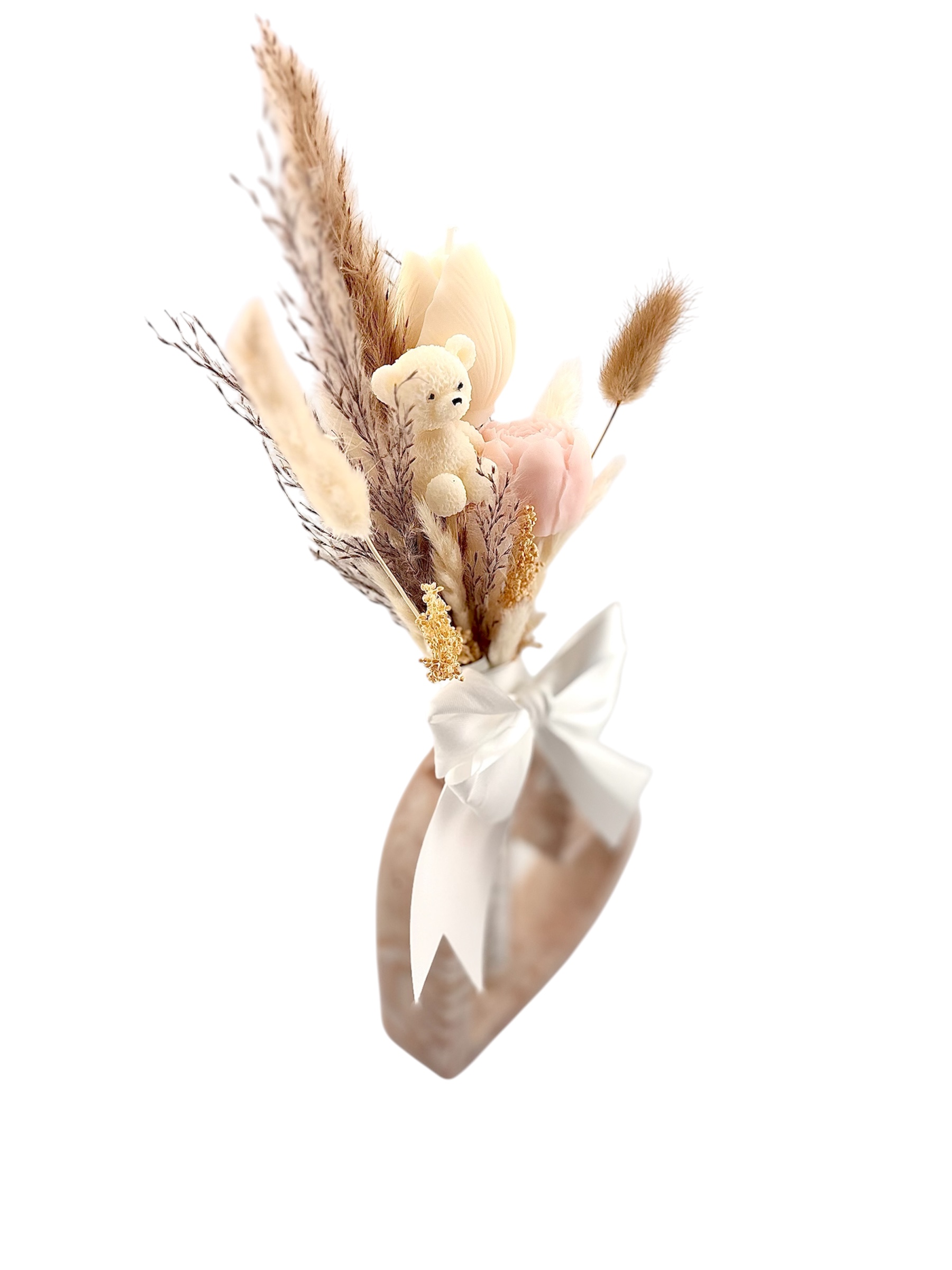 Cœur Douceur - Composition florale délicate sur base en Jesmonite marbrée – Image 4