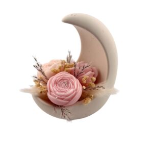 Demi-lune décorative en Jesmonite & fondants parfumés "Fleur de coton"