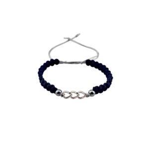 Bracelet "Triple cœur" - Bleu nuit & argenté