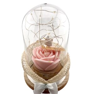Bougie Rose Sous Cloche - Décoration Lumineuse