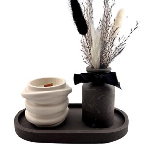 Ensemble décoratif en Jesmonite - Noir et Blanc - Parfum éclat de noisette