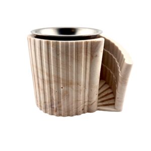 Brûleur à fondant parfumé en Jesmonite - marbré marron avec escaliers