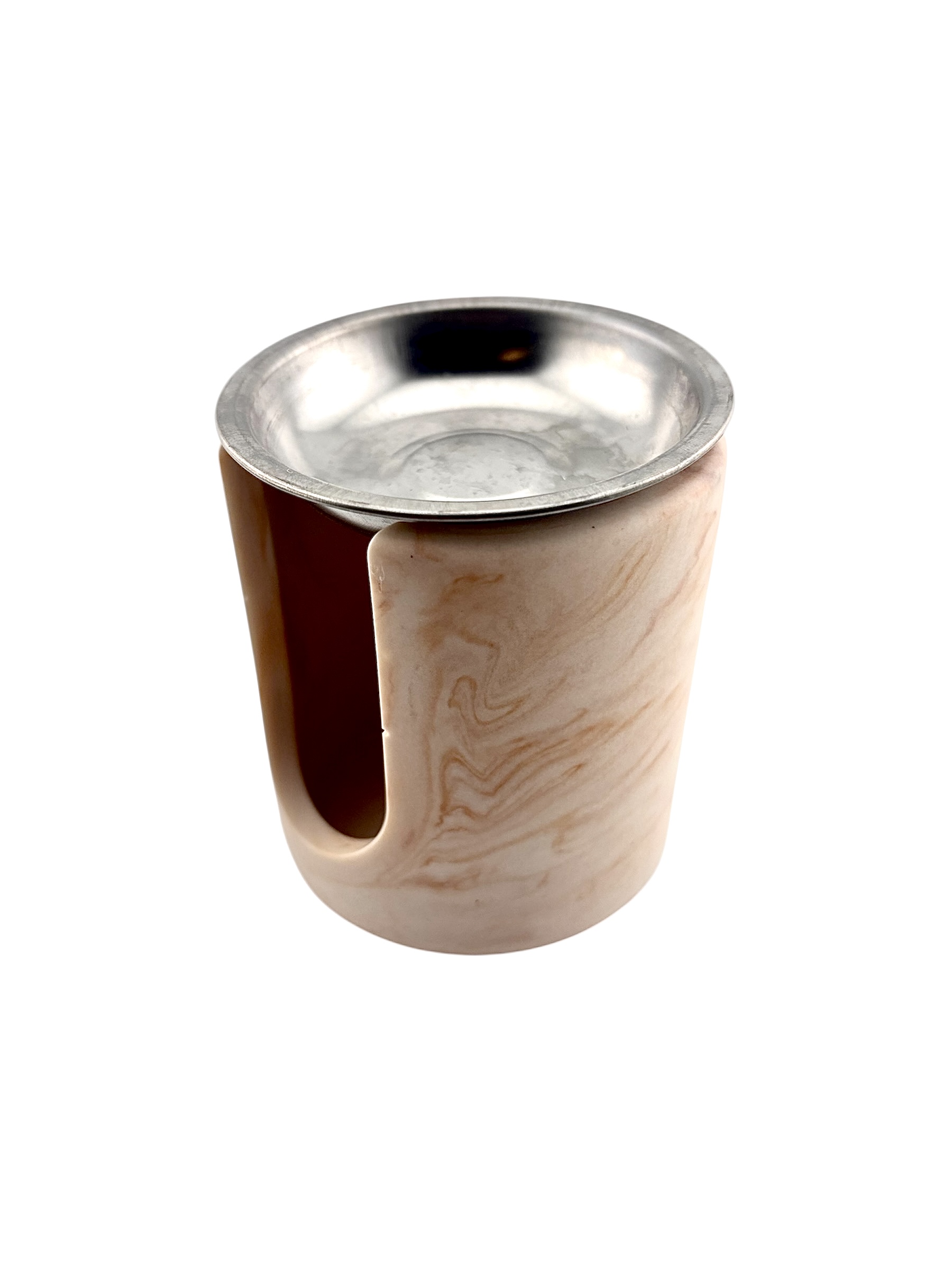 Brûleur à fondants parfumés en Jesmonite - effet marbré beige – Image 2