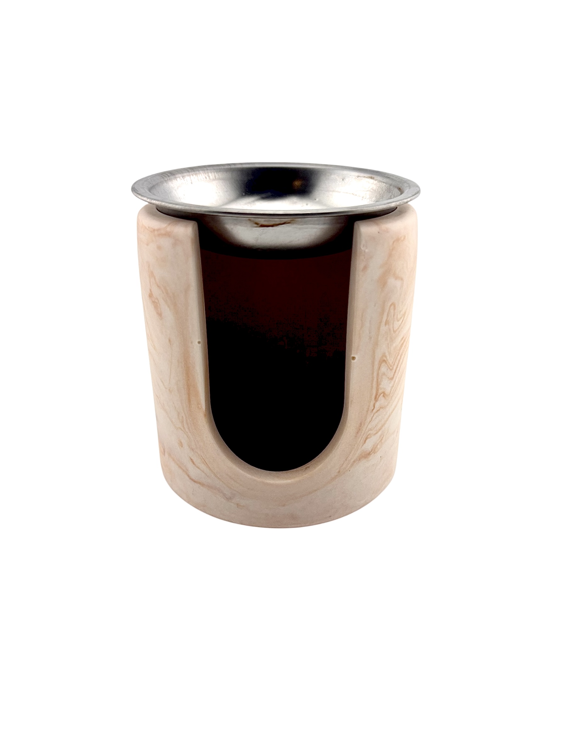 Brûleur à fondants parfumés en Jesmonite - effet marbré beige