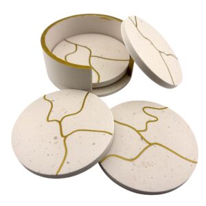 Set de dessous de verre en Jesmonite – Collection Nature & Or