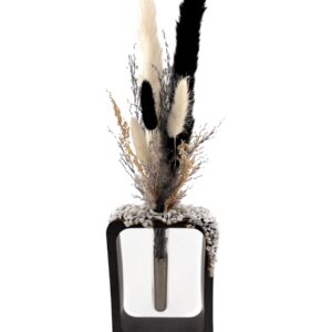 Vase en Jesmonite avec pierres blanches et fleurs séchées