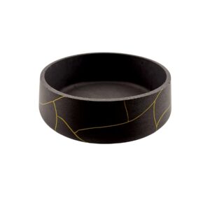 Vide-poche artisanal en Jesmonite noir & liseré doré