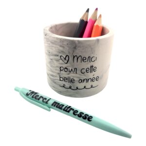 ✏️ Pot à crayons personnalisé « Merci Maîtresse »