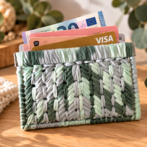 Porte-cartes artisanal tissé à la main – Collection Les Créas de Marie 💚