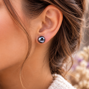 Boucles d’oreilles puces en pierres naturelles – Acier inoxydable