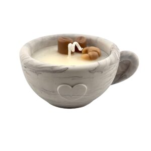 Bougie artisanale Cappuccino – Tasse en jesmonite marbrée