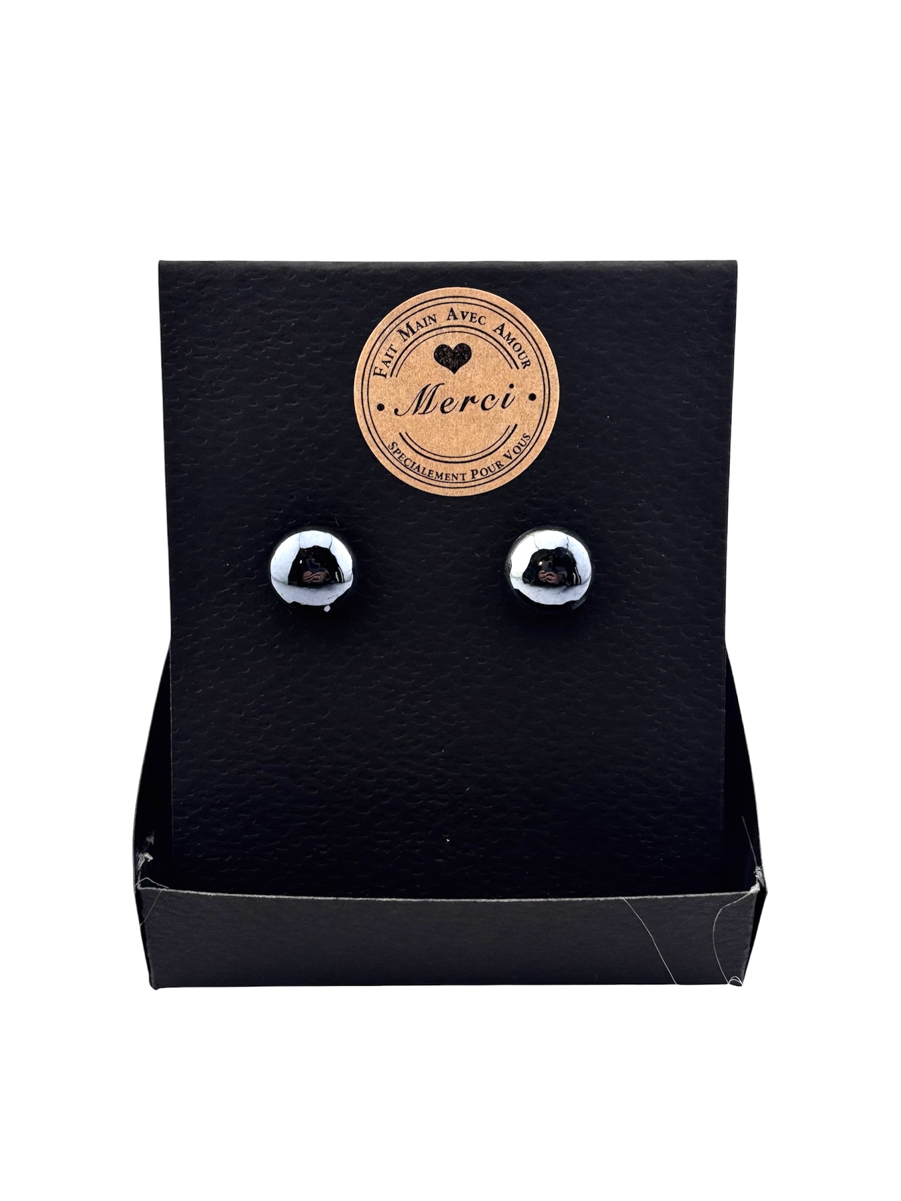 Boucles d’oreilles puces en pierres naturelles – Acier inoxydable – Image 2